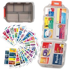 Pill Organizer with Medicine Labels Travel Daily Pill Container Case