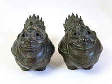 Two fine antique Chinese 19th century bronze Qilin censers