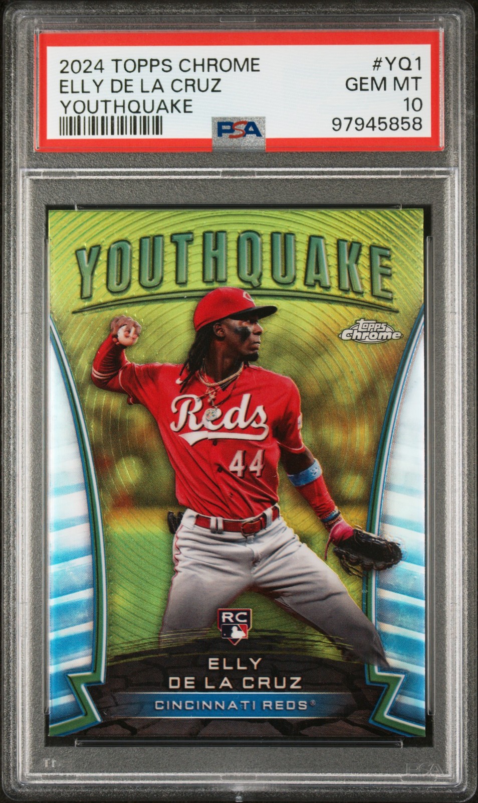 2024 TOPPS CHROME YOUTHQUAKE #YQ1 ELLY DE LA CRUZ PSA 10
