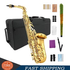 Golden Alto Saxophone Eb Flat Saxophone with ...