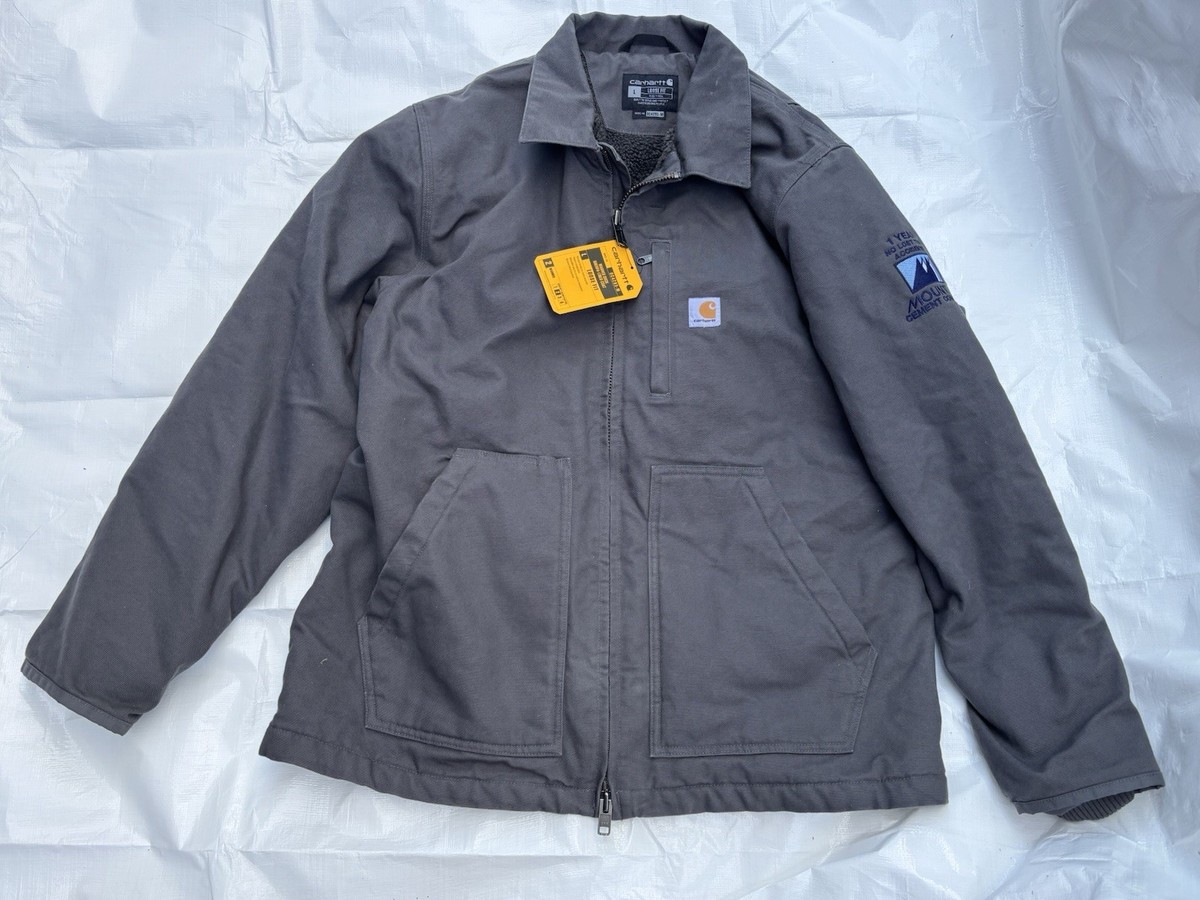 Carhartt Black Loose Fit Washed Duck Sherpa Lined Jacket OC4293-M Size Large