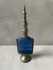 Antike marokkanische Parf&uuml;m-Flasche Flakon aus Glas mit Metall Deko 27,5 cm hoch