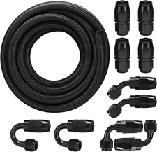16FT 10AN 5/8" Fuel Line Hose Kit CPE Nylon Braied Oil Line Kit w/ 10pcs Fitting
