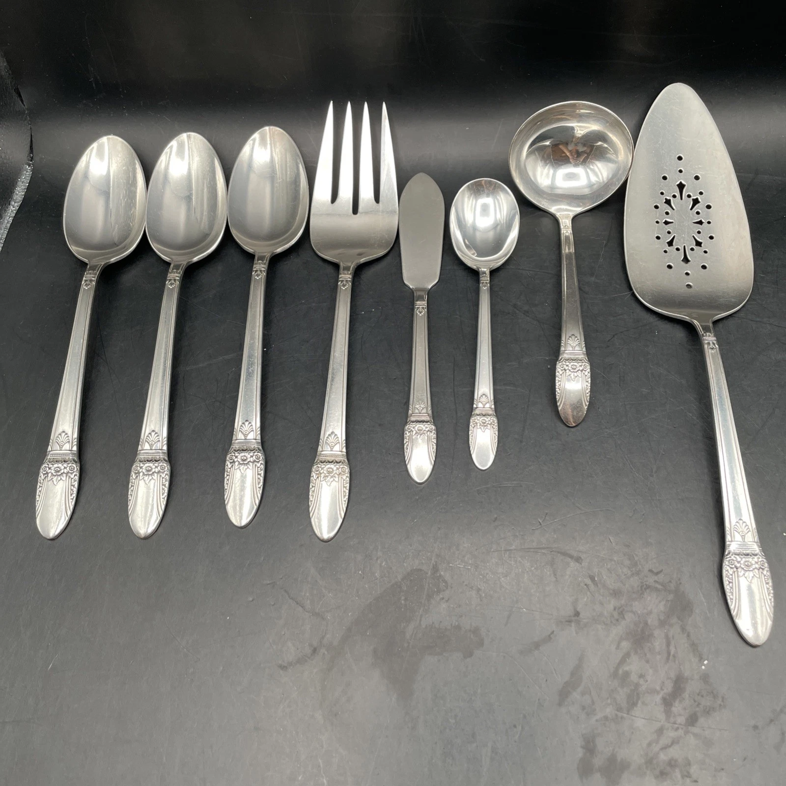 1847 Rogers Bros IS First Love Silverplate Flatware Serving Set Lot Of 8