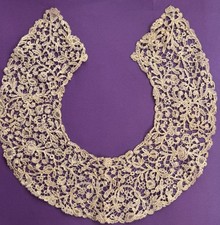 Antique Needle Lace Collar Intricate Delicate Pattern Beige Edwardian/Victorian