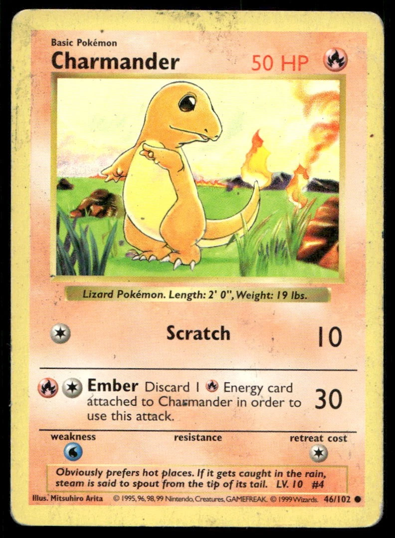 Charmander Pokémon TCG Shadowless Individual Collectible Card Game