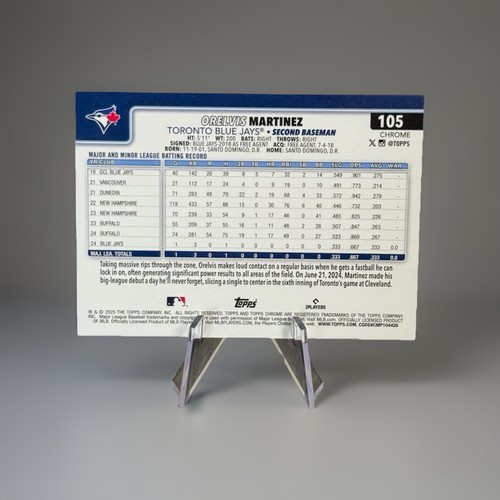 2025 Topps Chrome - Orelvis Martinez #105 rifrattore seppia (RC) - Foto 2 di 4
