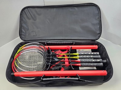 Zume Games Portable Badminton Set with 4 Rackets and Shuttlecocks Net