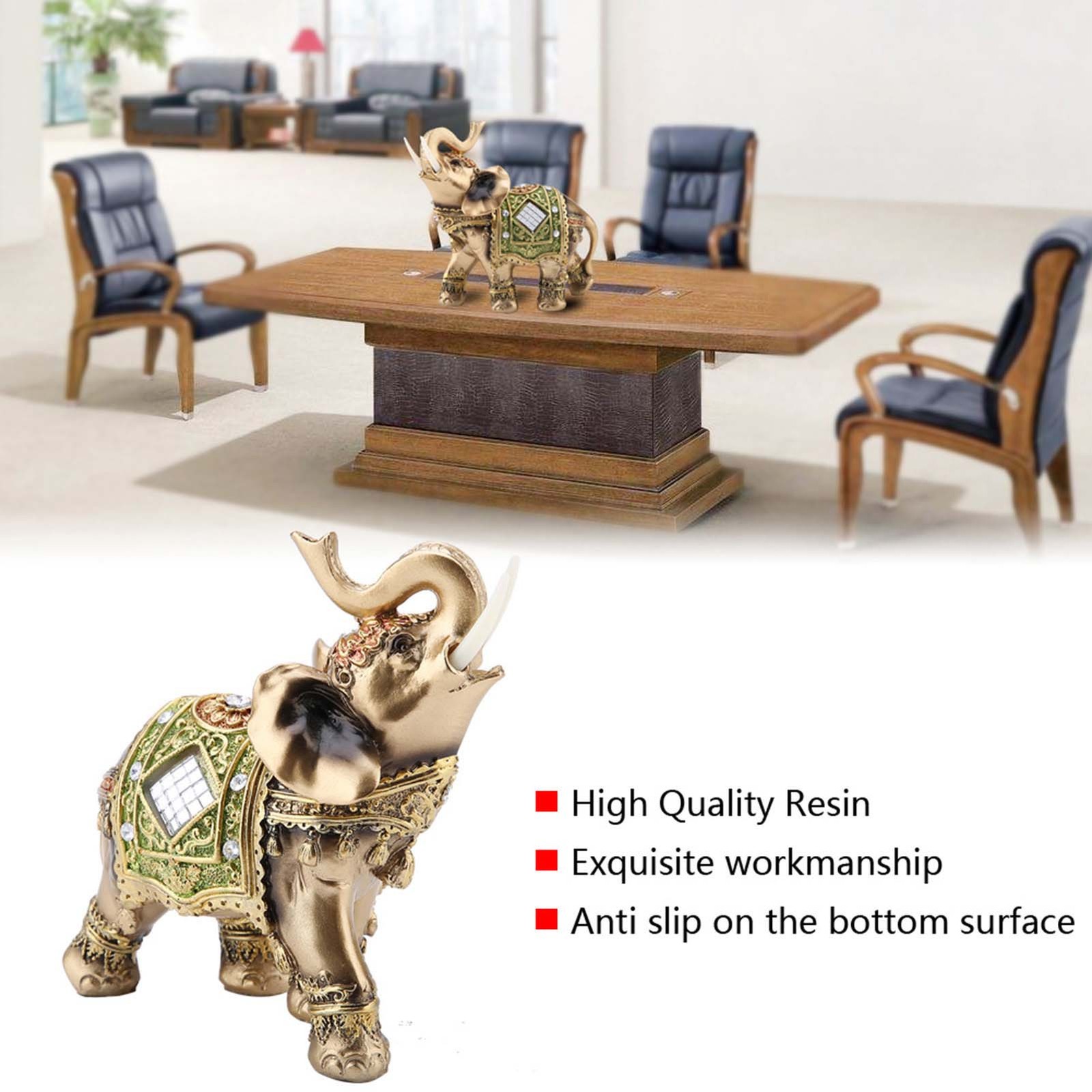 Lucky Feng Shui Elephant Figurine Green Gift For Home Decor
