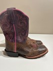 Dan Post Girl’s Majesty Leather Square Toe Boots DPC2947 Size 1 D Brown Pink — photo 4