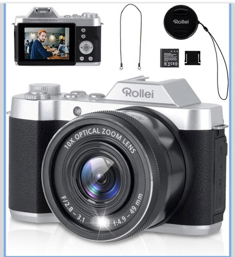 ROLLEI Powerflex 10x Retro Digitalkamera Schwarz/Silber, neuwertig - Bild 2 von 3