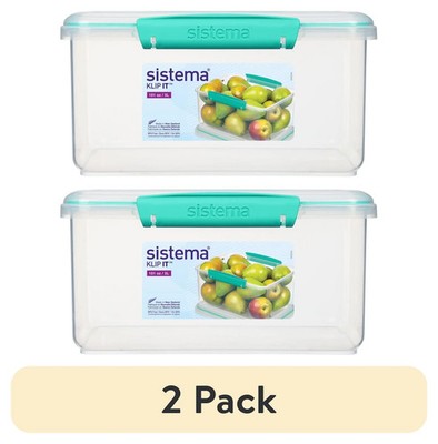 (2 pack) Sistema Klip-It Rectangle 3 L Plastic Food Storage Container
