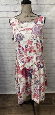 Talbots Cream Floral Fit And Flare Size 12 Dress Sleeveles Wedding Guest