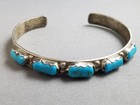 Vtg Zuni FABIAN CHEAMA Sterling Silver Turquoise Cuff Bracelet (S12) — photo 1