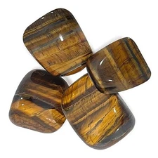 Tiger Eye Tumbled Stones Natural Brown Crystal 4 Pc Set for Healing & Energy