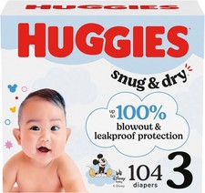 Huggies Snug & Dry Baby Diapers, Size 3 (16–28 lbs), 104 Count ?? 0.37 per diaper