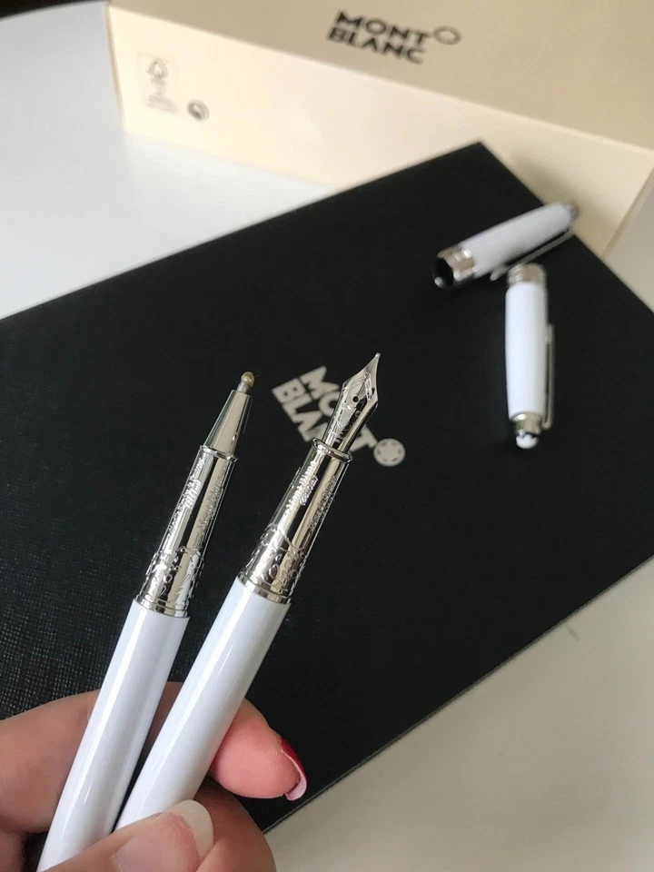 Montblanc Juego de Regalo para Pareja - Lujoso Juego de Bolígrafo y Bolígrafo Blanco Foto 3 de 4