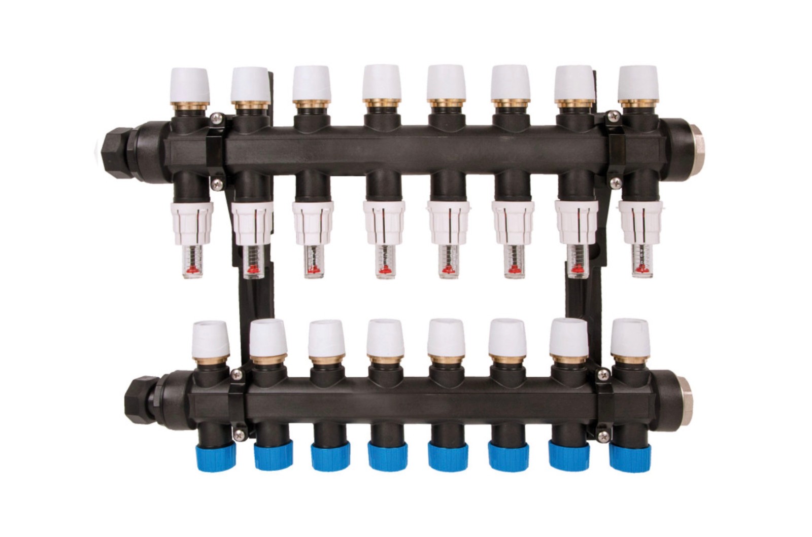 Polypipe 8-port manifold for underfloor heating. 15mm push fit ports UFHMANP8