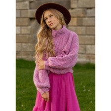 Mackenzie Sweater in Heather Mulberry Size 4 oversized Bishop Sleeves NWT