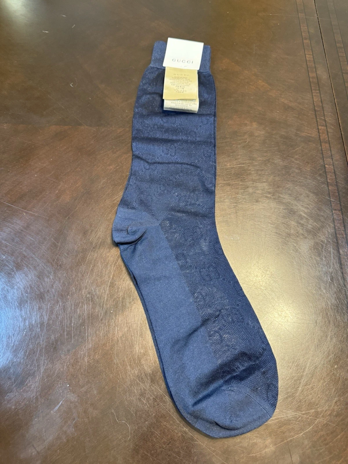 Chaussettes habillées neuves Gucci GG logo bleu marine taille M