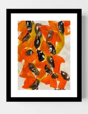 GUAJARDO Original Abstract Expressionism Butterflies 12X9 Paper Signed Art