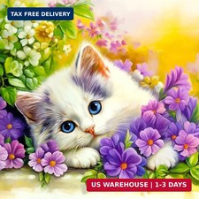Diamond Painting Kits for Adults Cat, 5D DIY Diamond Art Kits for Beginners Roun