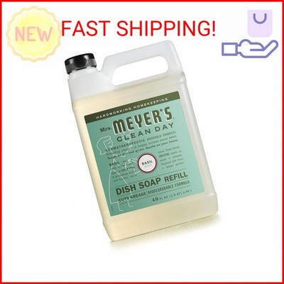 MRS. MEYER'S CLEAN DAY Liquid Dish Soap Refill, Biodegradable Formula, Basil, 48
