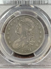 PCGS VF25 CAC 1821 CAPPED BUST HALF DOLLAR PERFECT FOR THE GRADE