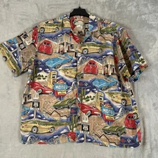 Vintage Paradise Found Corvette Cars graphic short sleeve camp style Shirt, Xl ￼