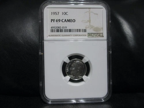 1957 PF-69 CAMEO ROOSEVELT SILVER DIME  NGC