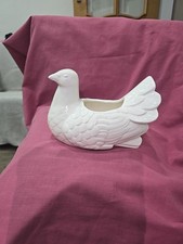 White Ceramic Pigeon /dove Fantail Planter  Ornament