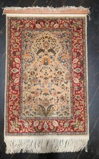 Vintage RARE BEAUTIFUL Hereke Turkish silk prayer rug 900 kpsi - 3'x2'