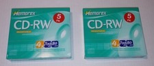 Memorex CD-RW 4x 700 MB 80 Min New 5 Pack Set Of 2 Rewritable/Reinscriptible