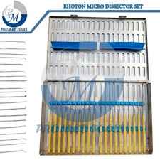 Juego de Microdisector Rhoton 20 Piezas con Instrumentos Quirúrgicos de Neurocirugía Dorados