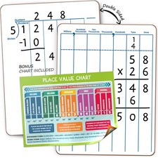 Dry Erase Division  Place Value White Board 9 x 12 Inch Whiteboard Double Si...