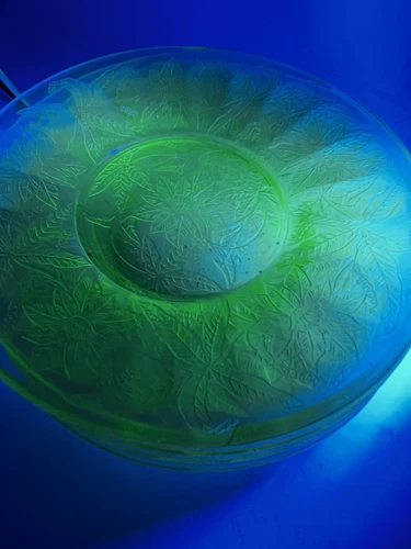 Set Of 5!! Uranium  Jeanette “poinsettia” Green 6” Plates