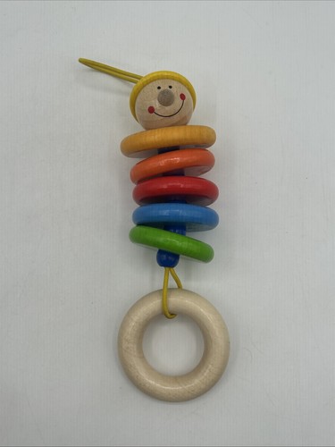HABA WOOD CATERPILLAR INFANT CLUTCHING/GRASPING TOY RAINBOW COLORS GERMANY