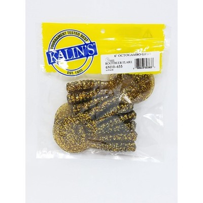 Kalins Fresh/Saltwater 6'' -10pk | Mogambo Fishing Soft Plastic Grub, Root Beer