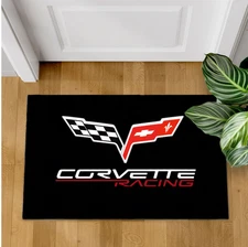 Corvette Racing Doormat – Polyester Felt Garage Decor Rug, 2 Sizes