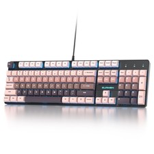 Wired Full Size Pink Mechanical Keyboard 104 Keys Creamy Keyboard with Number...