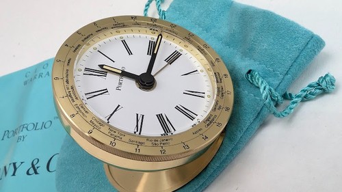 Sveglia da scrivania da viaggio al quarzo Tiffany & Co Portfolio nuova condizione