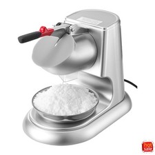Electric Ice Crusher, 220lbs/h 4-Blade Snow Cone Maker, 300W 2000RPM, Silver
