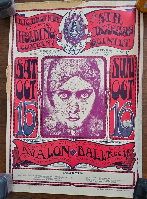 Big Brother And The Holding Company - VINTAGE  - 1966 Poster - AVALON BALLROOM