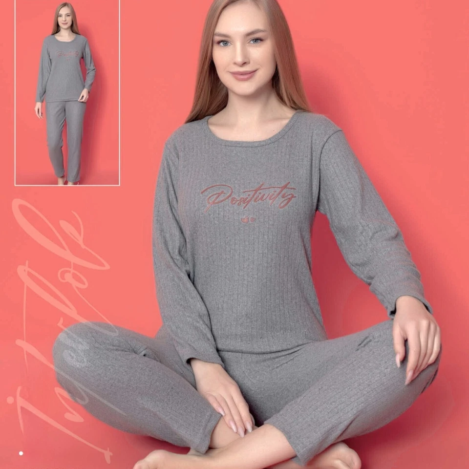 Restos Conjunto Pijama Mujer Pijama con Camiseta Manga Larga y Pantalón Homewear M-2XL - Imagen 2 de 4