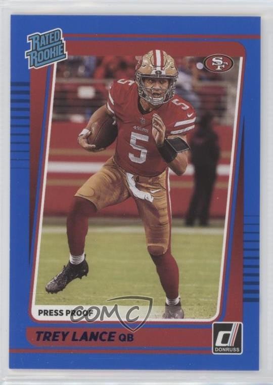 2021 Panini Donruss Rated Press Proof Blue Trey Lance #254 Rookie RC 02qc