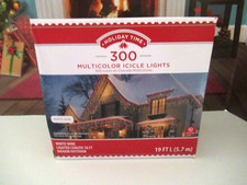 Holiday Time 300 Icicle Lights Indoor Outdoor Christmas MULTICOLOR bulbs NIB