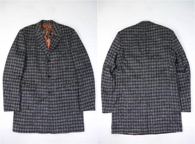 Hans Ubbink Plaid Grey Wool Mohair Blend Coat Size 52 (fits like L-XL)