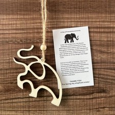 Friendship Elephant Ornament, Wooden Elephant Christmas Ornament with Story, Sis