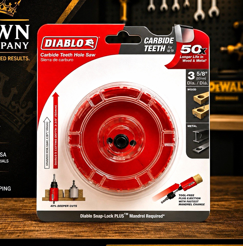 DIABLO 3-5/8” Carbide Hole Saw 2-3/8” Cutting Depth Multi-Material 50X