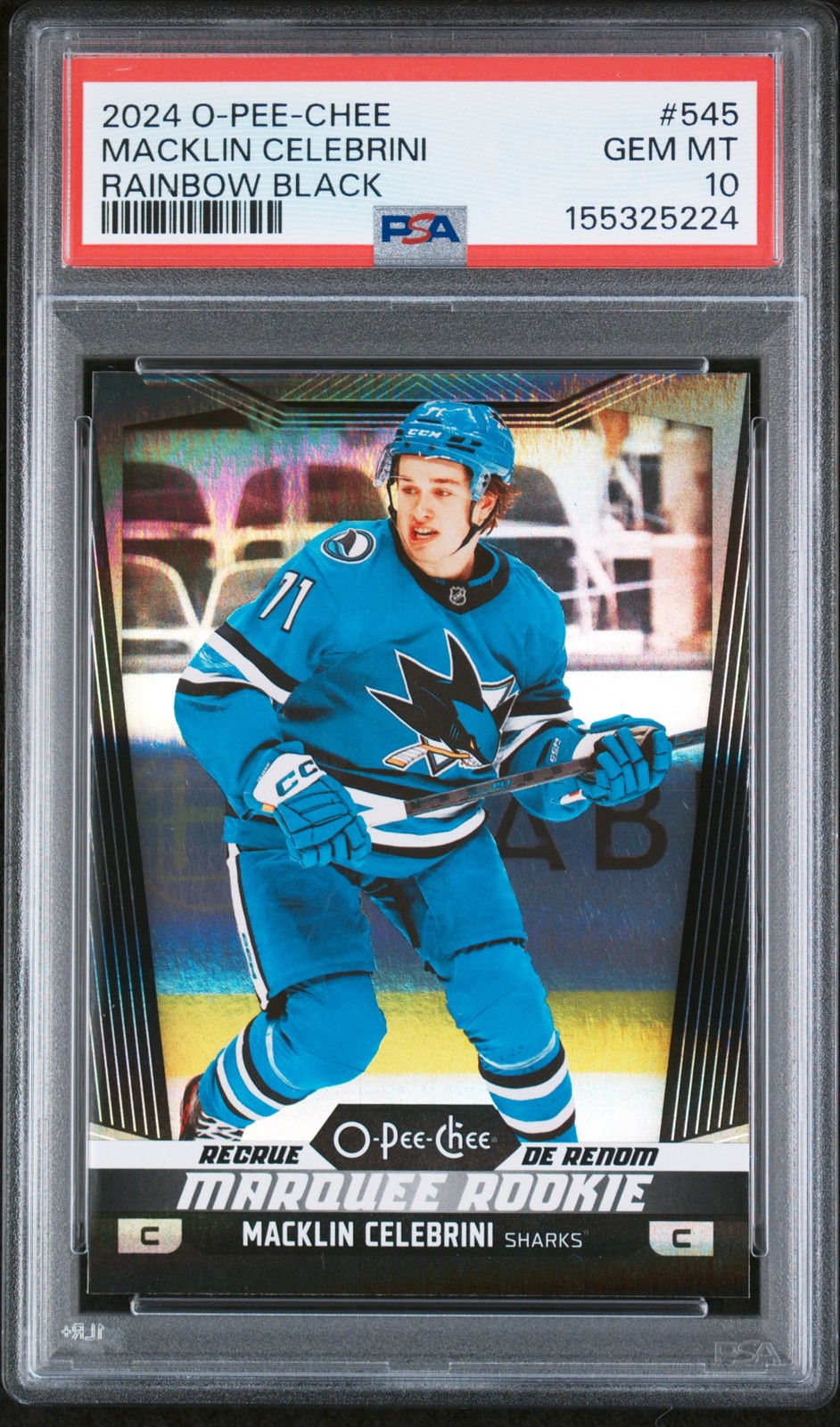 2024 UD O-PEE-CHEE RAINBOW BLACK #545 MACKLIN CELEBRINI 90/100 PSA 10